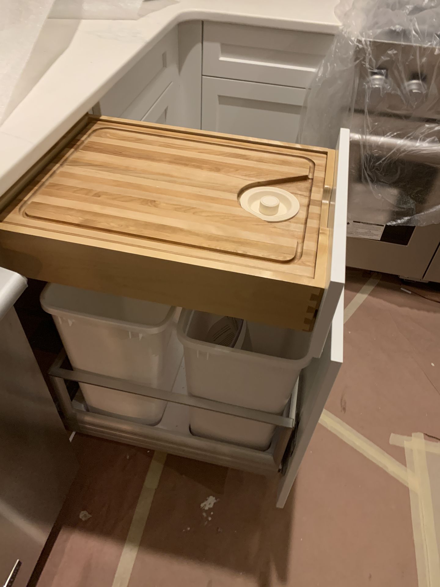 Cutting Board over Trash Pull-Out